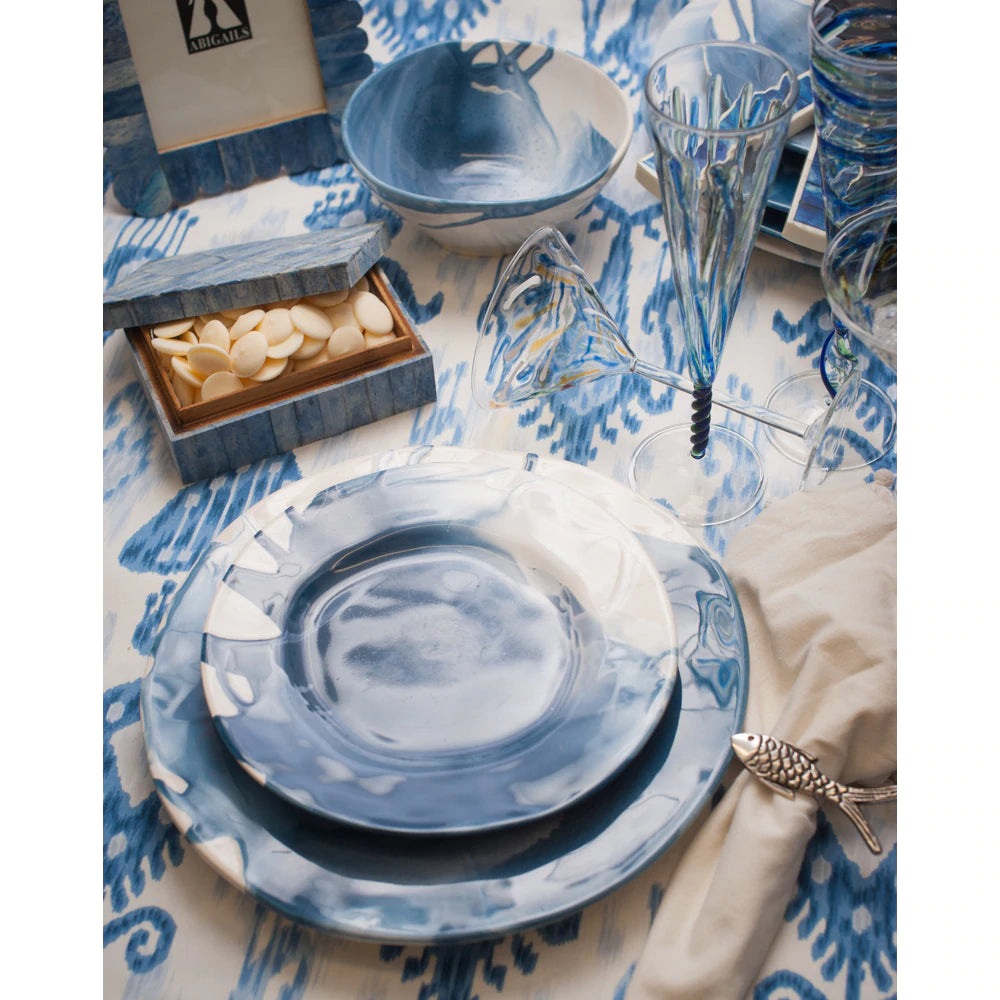 Blue and White Splash Dessert Plates
