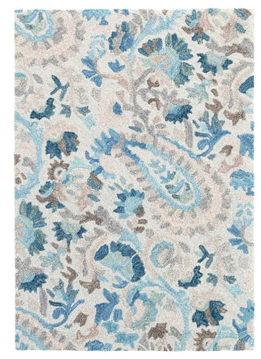 Ines Blue Micro Hooked Rug 9x12