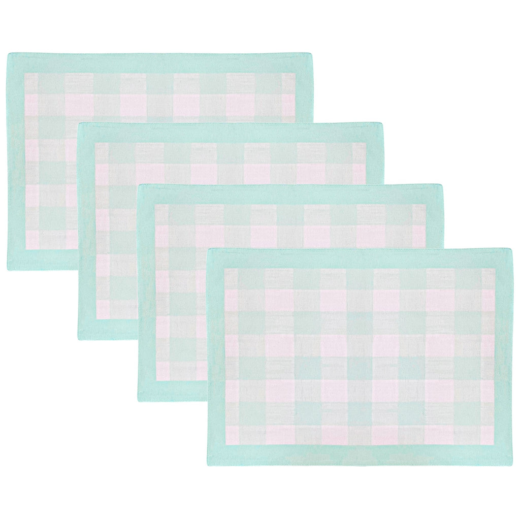 Set of four Gingham Aqua Placemats