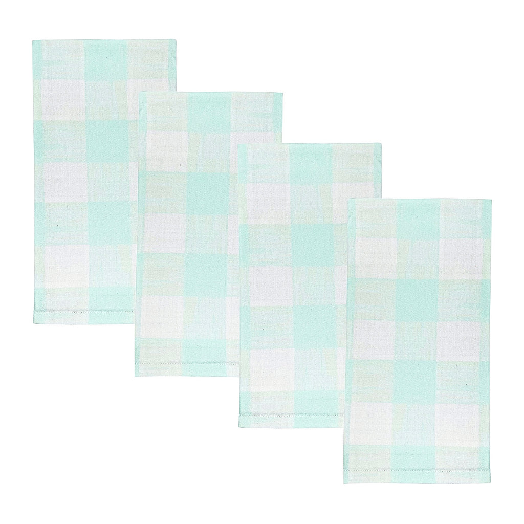 Set of Four Gingham Aqua Dinner Napkins