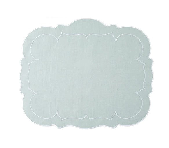 Linho Scalloped rectangular Ice Blue Placemat