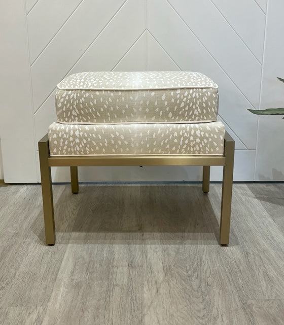 Custom Ottoman with Brush Brass in Antelope