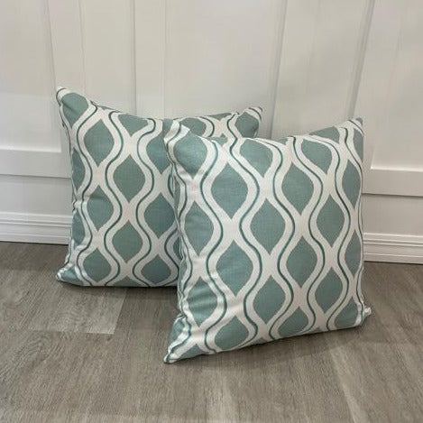 Pair of Spa Green and Blue 20x20 Toss Pillows