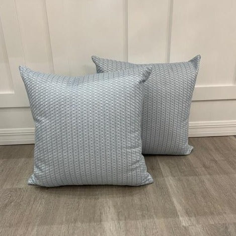 Pair of Powder Blue with white stitching 20 x 20 Toss Pillows