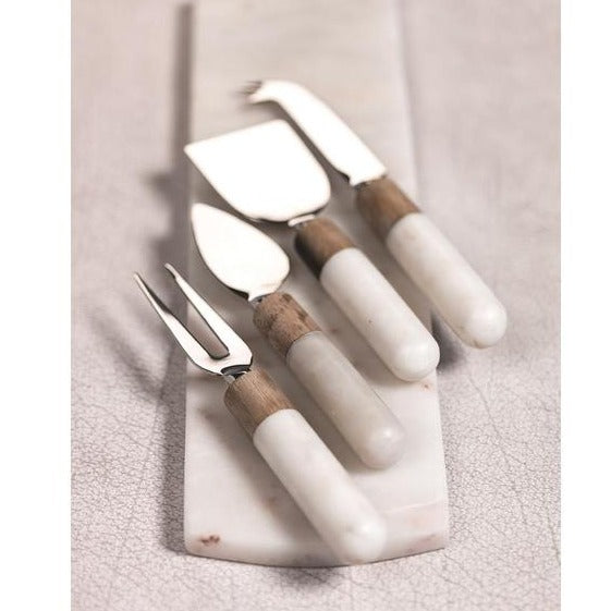 Marble and wood Cheese Tool Set