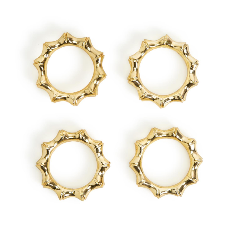 Golden bamboo Napkin Rings S/4