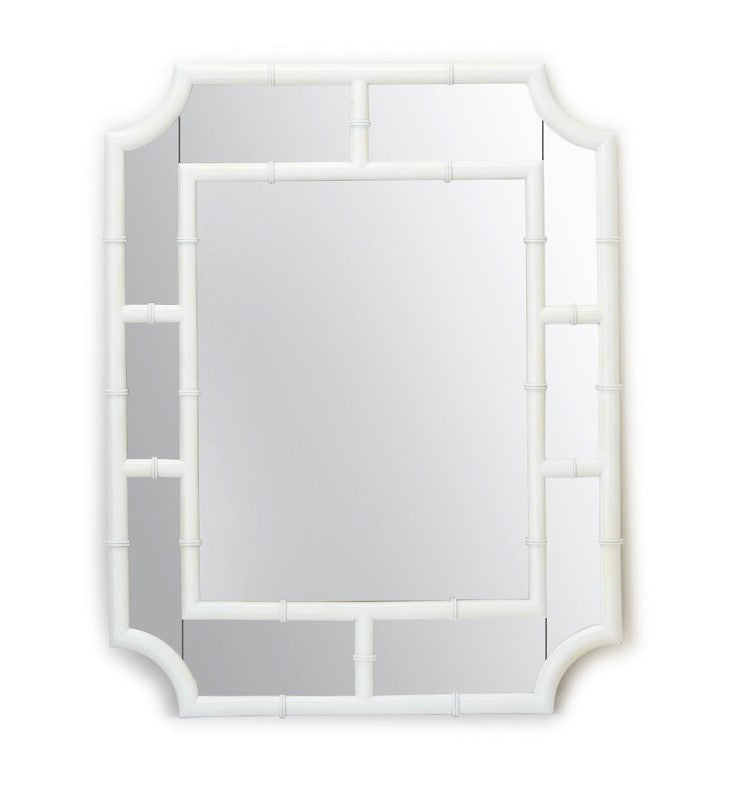White Faux Bamboo Mirror 22x28 frame