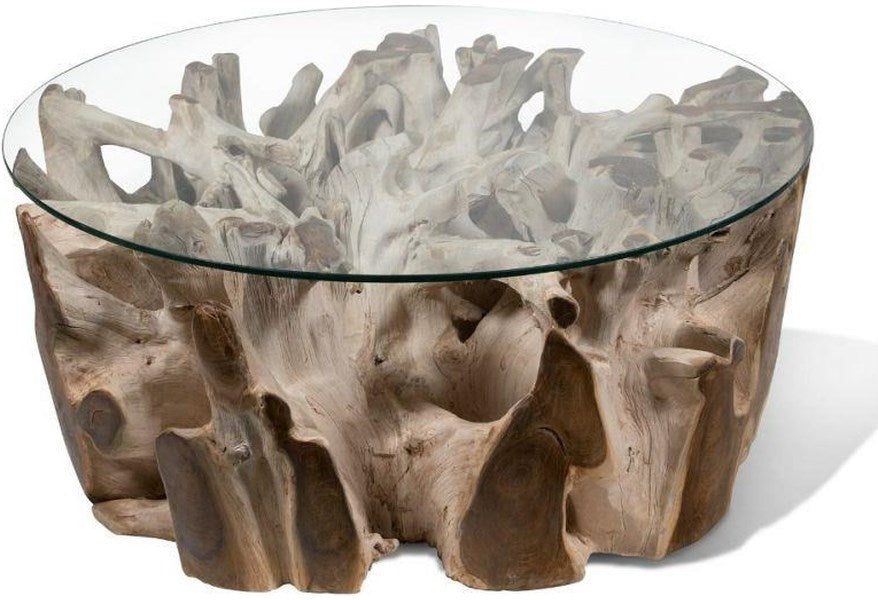 Bleached Teak Coffee Table round 37.5x17