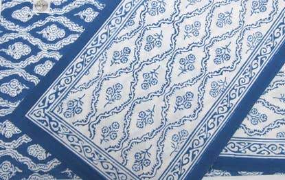 Trellis Blue 60 x 120 Block Tablecloth