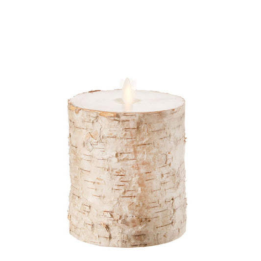 Moving Flame Birch Candle 4 x 5