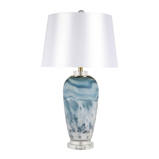 Pair of 30" Glass Table Lamps in Blue Mix