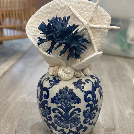 Asian Delight Ginger Jar with Coral Design