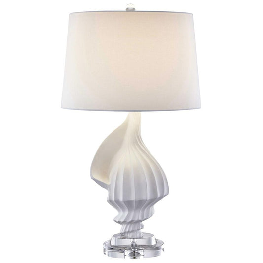 Pair of White Spiral Shell Lamps with acrylic base