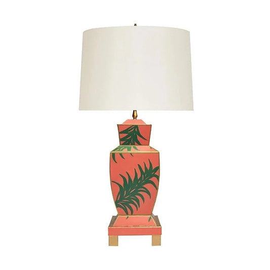 Set of Coral and Green Palm Lamps