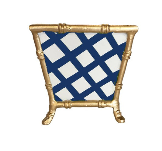 Bamboo Cachepot in Blue Lattice