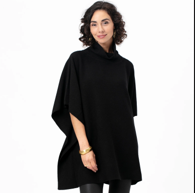 Black turtleneck 2024 poncho sweater