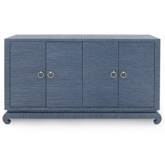4 Door Blue Grass cloth Navy Cabinet