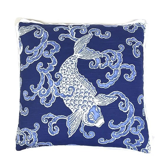 Pair of Blue Koi 22 x 22 Custom Toss Pillows
