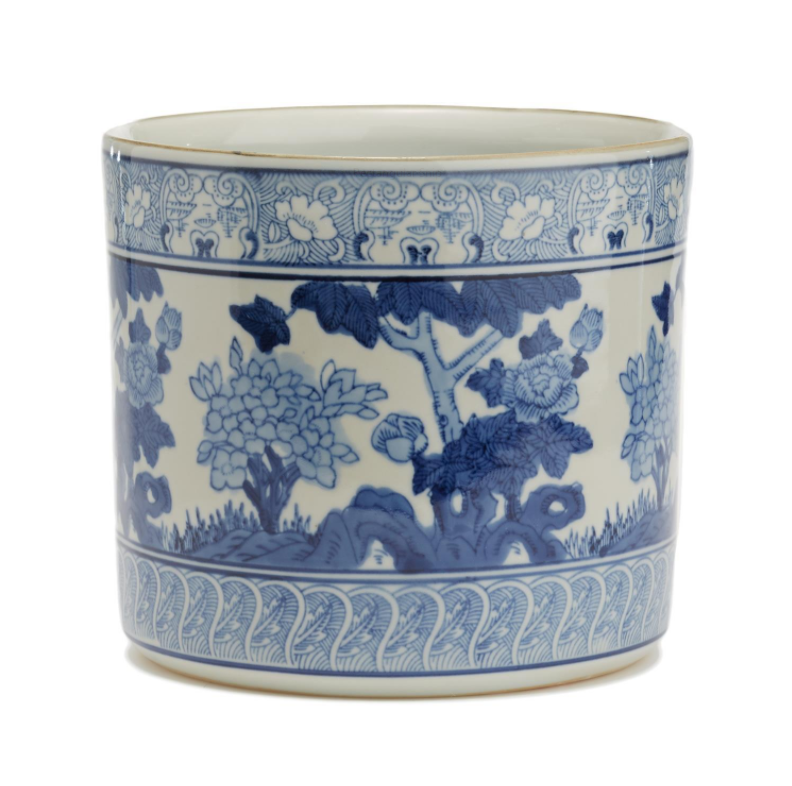 Blue & White Garden Scene Planter