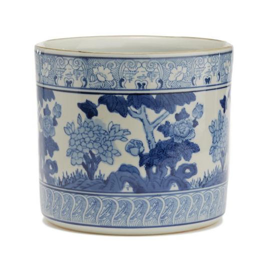 Blue & White Garden Scene Planter