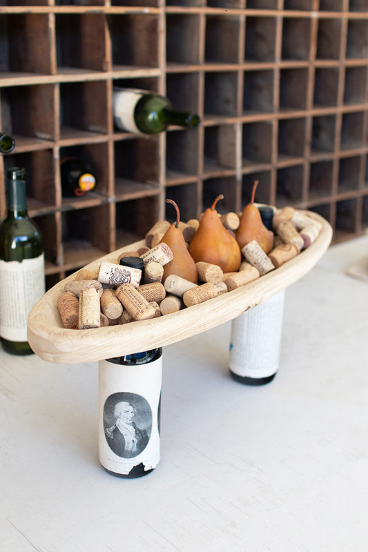 Hand Carved Oval Wooden Bottle Topper