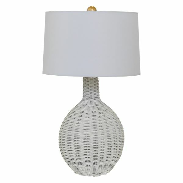 Set of White Wicker Table Lamps