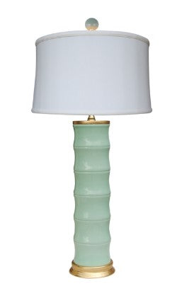 Celadon Faux Bamboo Table Lamp