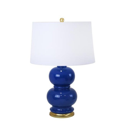 Pair of Blue Double Gourd Table Lamps 27"