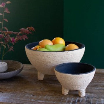 Set of two Footed Clay Bowls