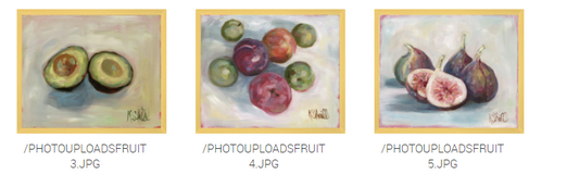 Assorted Fruit Prints in Gold Frame