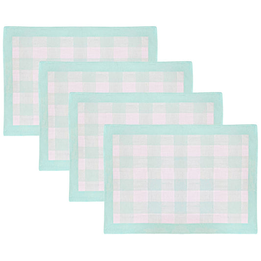 Set of four Gingham Aqua Placemats