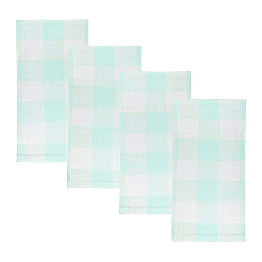 Set of Four Gingham Aqua Dinner Napkins