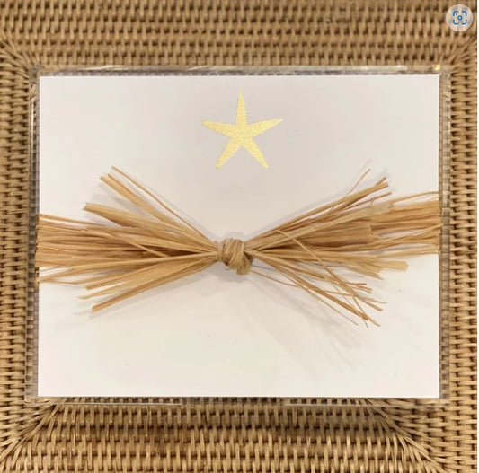 Gold Foil Starfish notepad with Lucite holder