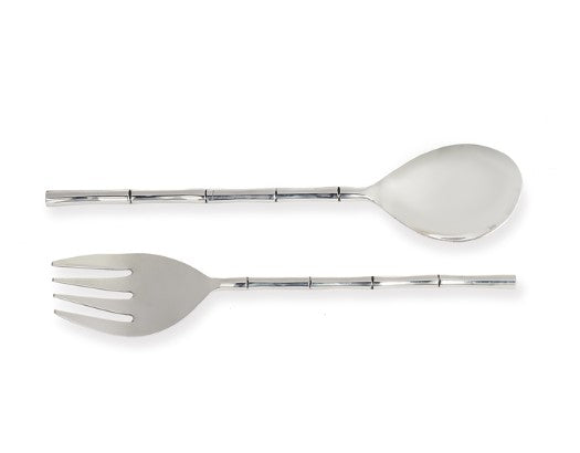 Stainless Steel Bamboo Salad Servers