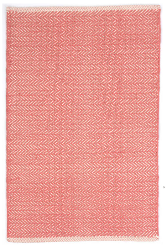 Herringbone Coral Woven indoor/out 2x3