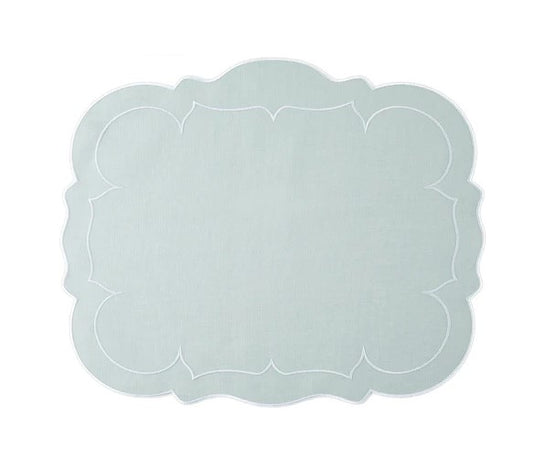 Linho Scalloped rectangular Ice Blue Placemat