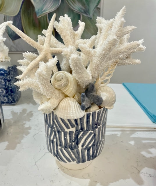 Shell Garden in blue Blue Flower Pot