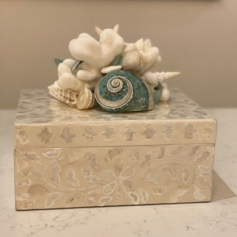 Decorative Capiz Shell Box with Turquoise