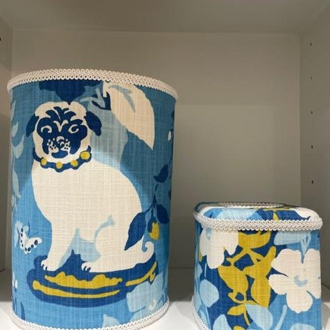 Foo Dog Waste basket and tissue box set