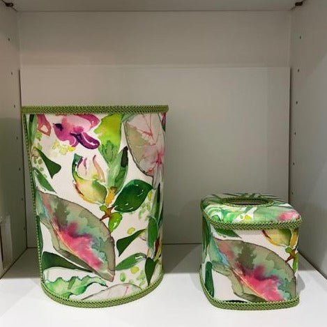 Floral Waste Basket and tissue Box