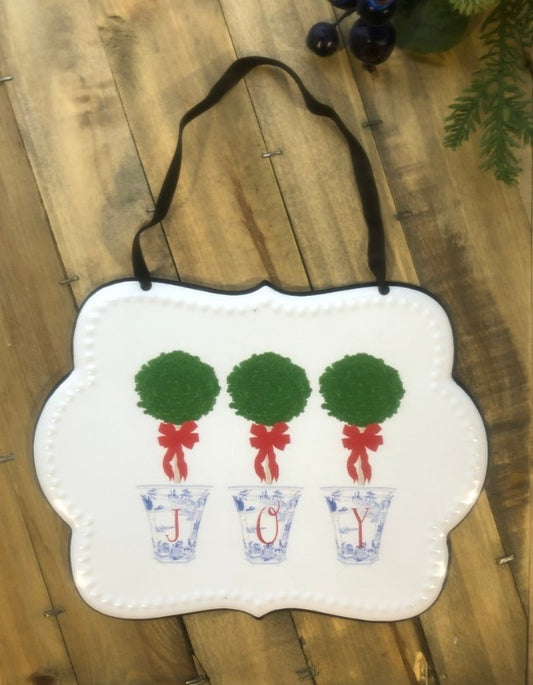 Enamel Joy Topiary Sign