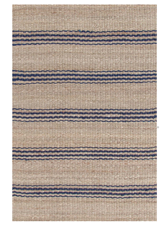 Jute Ticking Indigo Woven Rug 2x3