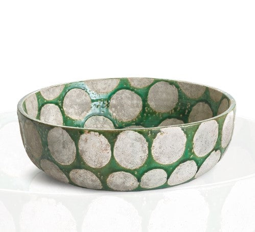 Green and Grey Decorative Polka Dot Bowl