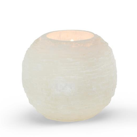 Large Glacier Selenite Sphere Candle Holder