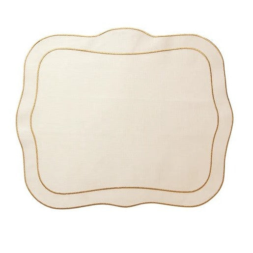 Patricia Linen Placemat Gold and Ivory