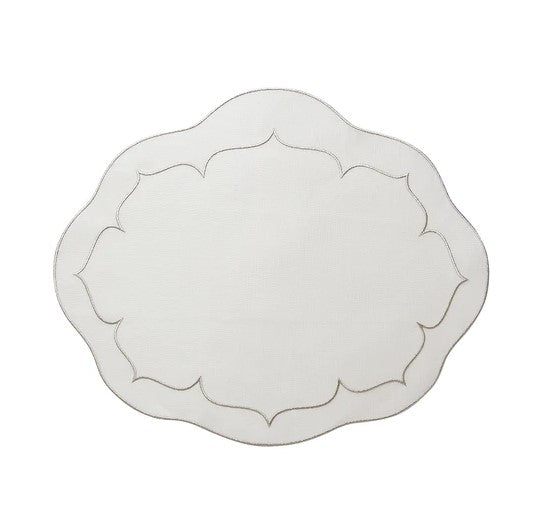 Oval Mat White and Platinum Placemat