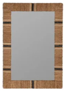 Navy and Jute Wall Mirror 40.5"h x 28.5"w x 2.5"d