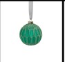 Honeycomb Glass ball Ornament Green and Gold 4"