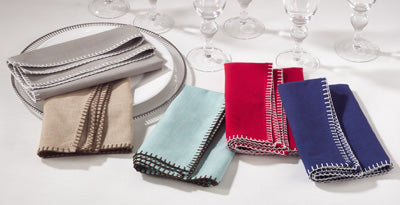 Whip Stitch Napkin in Aqua