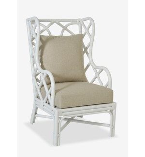 White Rattan Wing Back Chair